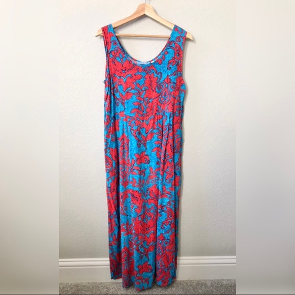 Jams World Dresses Jams World Red And Blue Tropical Print Midi